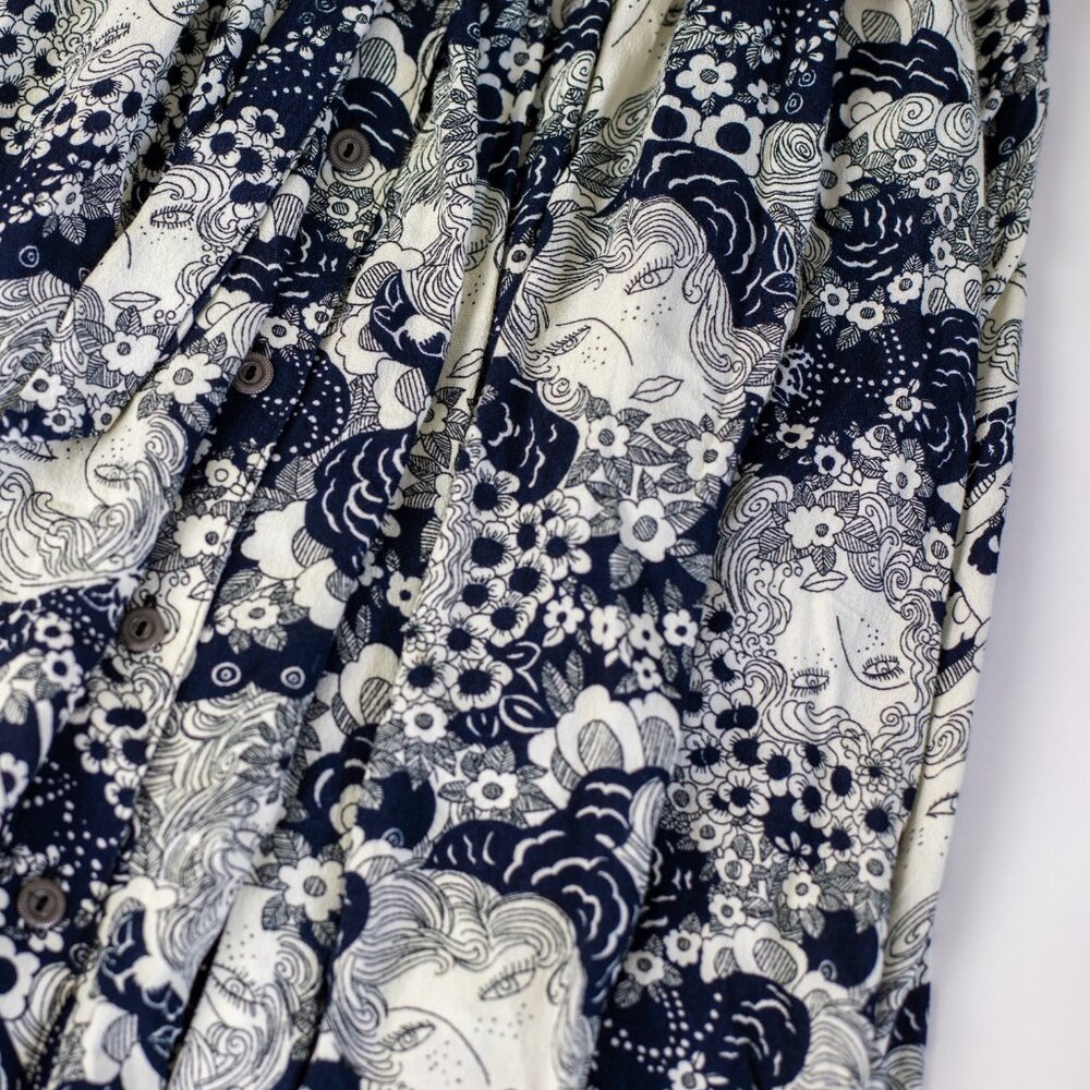 Anthropologie 34/52 Conversations Colloquial Faces Shirt Dress Size 2 - Picture 9 of 11